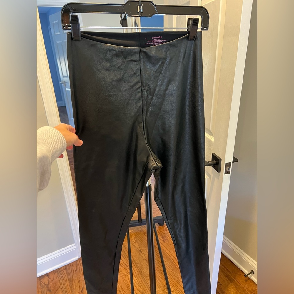 Commando Black faux leather Leggings Sz L new